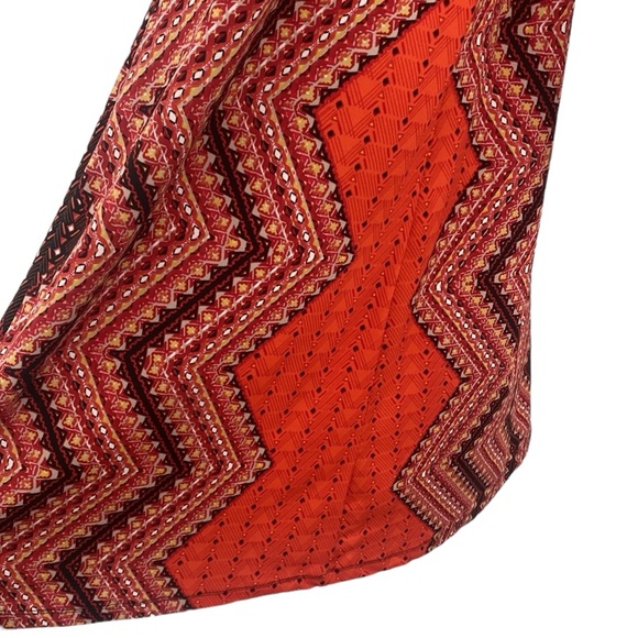 Danillio Boutique Red Orange Aztec Print Longsleeved Dress - Picture 7 of 10